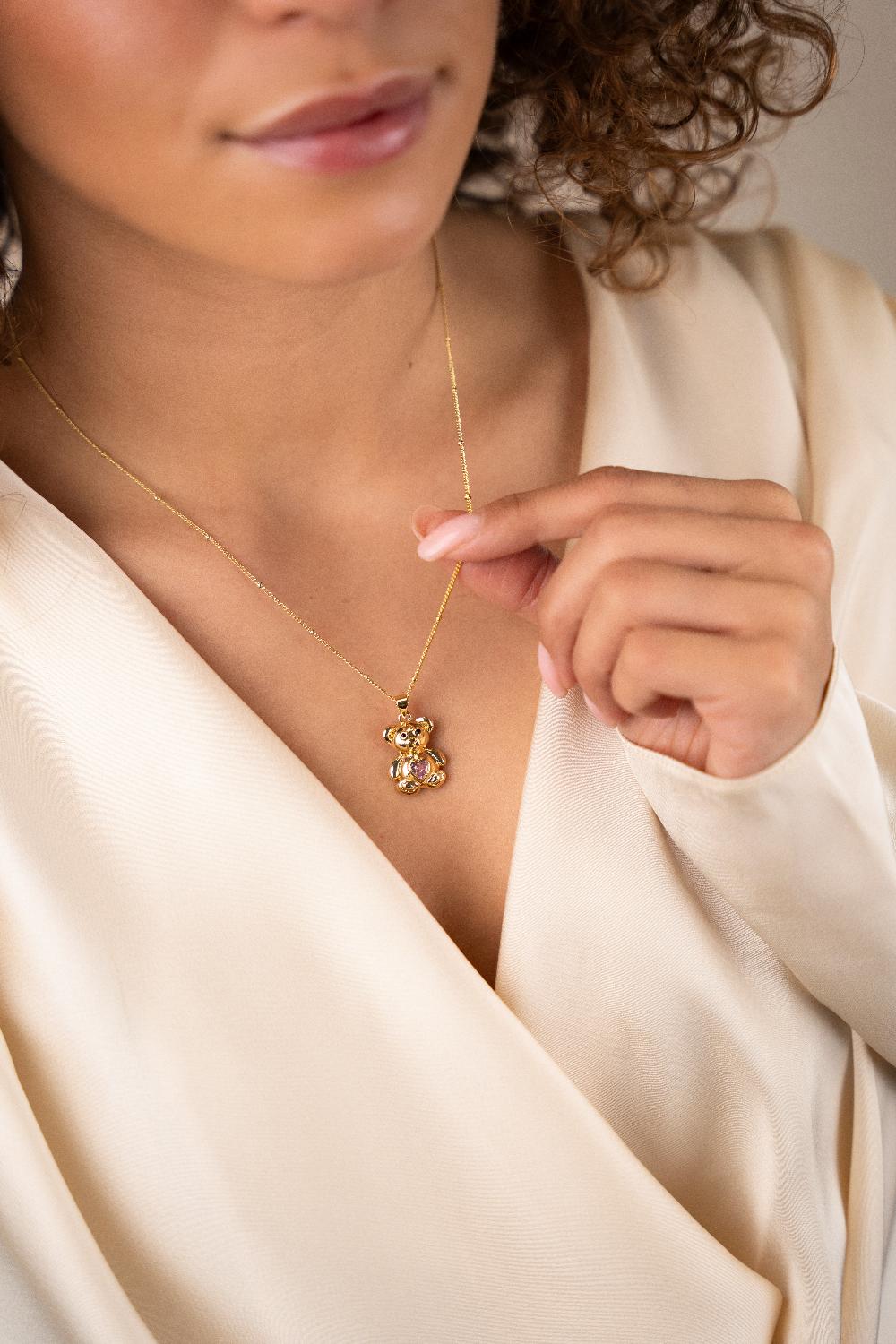 Lott. Gioielli Ketting Tiny Teddy Pink Heart