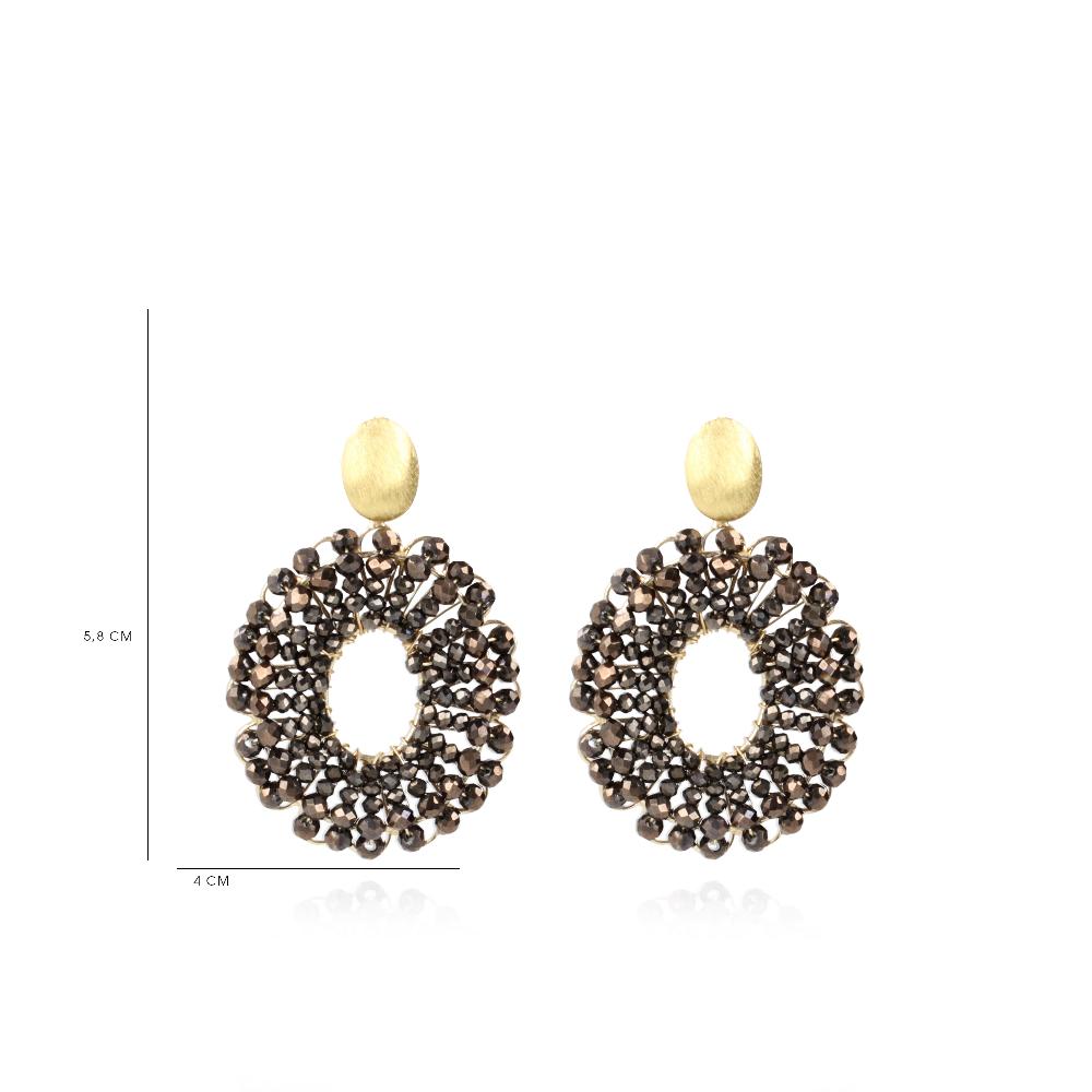 Lott. Gioielli Metallic Bruine Oorbellen Mia Ovaal