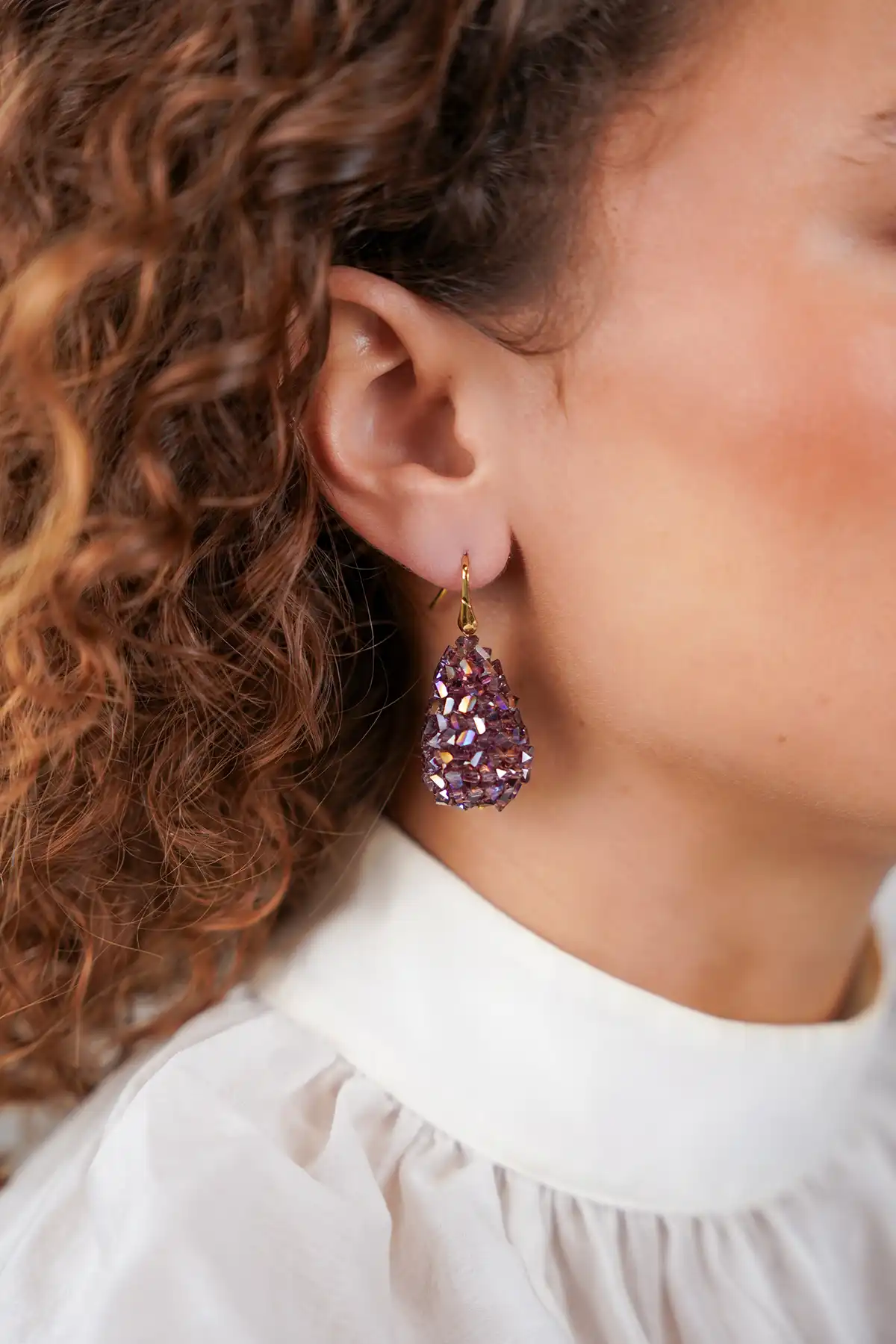 Lott. Gioielli Metallic Violet Oorbellen Nova Raw S