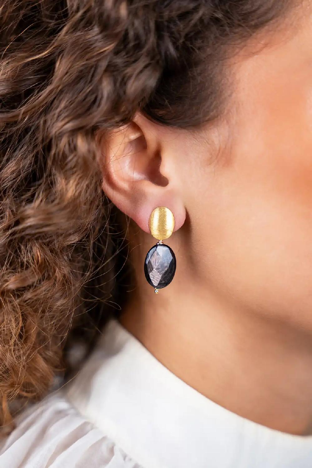 Lott. Gioielli Mix Black Brown Oorbellen Oval M