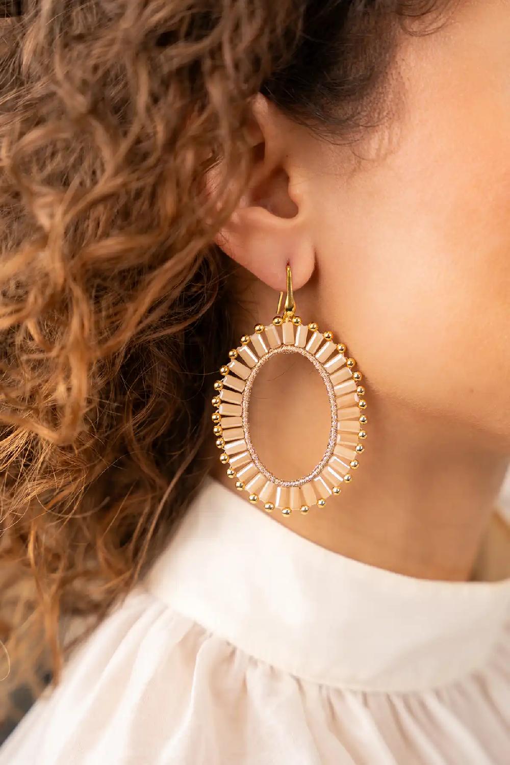 Lott. Gioielli Mixed Beige Oorbellen Naomi Ovaal L