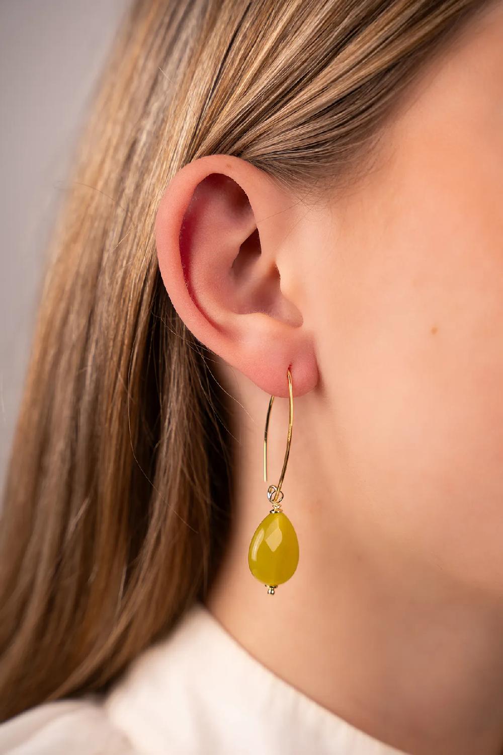 Lott. Gioielli Mosterdgroene Oorbellen Drop S