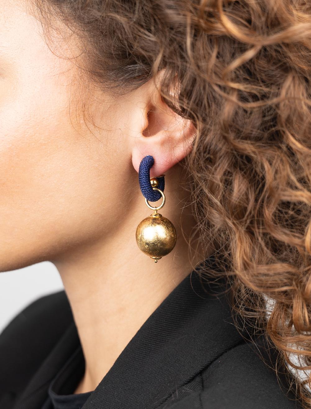 Lott. Gioielli Navy Blauwe Creole XS Ball Lulu