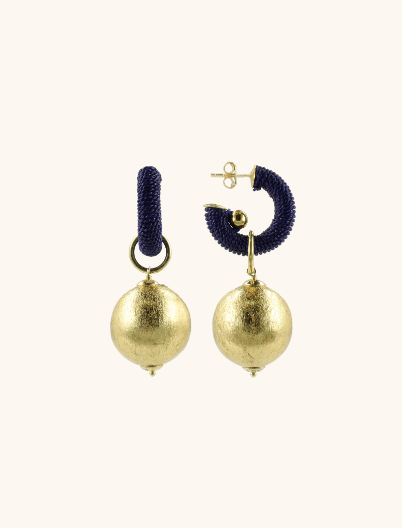 Lott. Gioielli Navy Blauwe Creole XS Ball Lulu