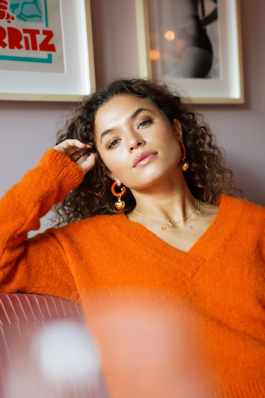 Lott. Gioielli Oranje Hart Oorbellen Creool Rifka S