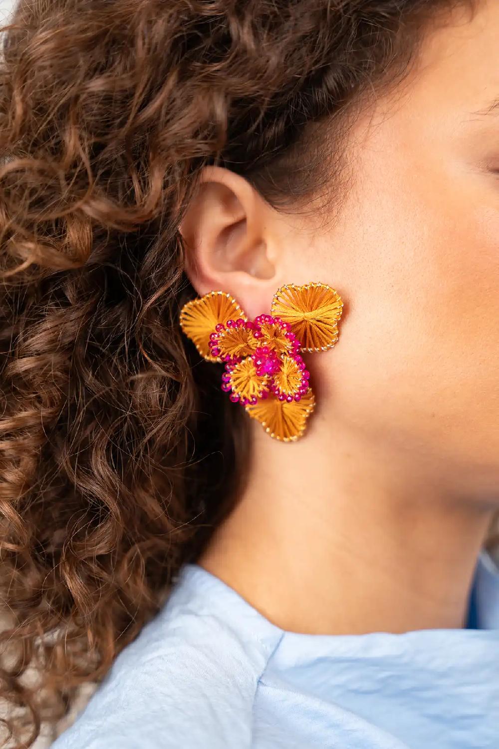 Lott. Gioielli Oranje Oorbellen Aster Flower L