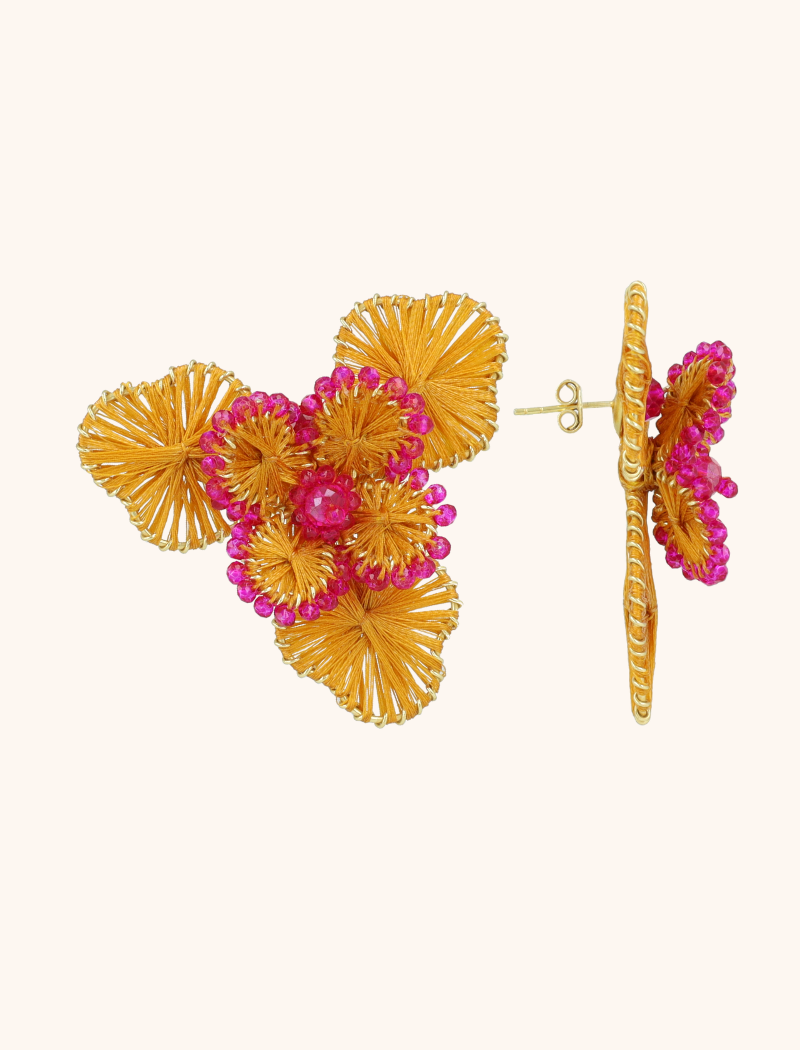 lott. gioielli Oranje Oorbellen Aster Flower L