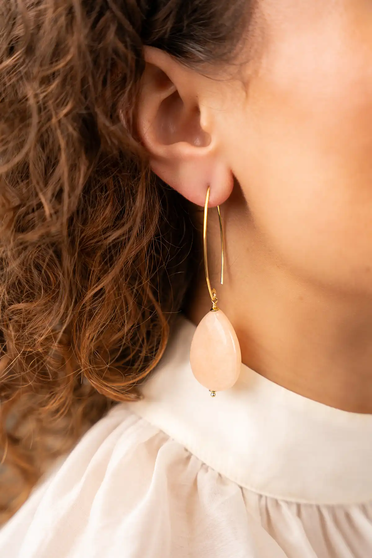 Lott. Gioielli Oranje Oorbellen Quartz Druppel L