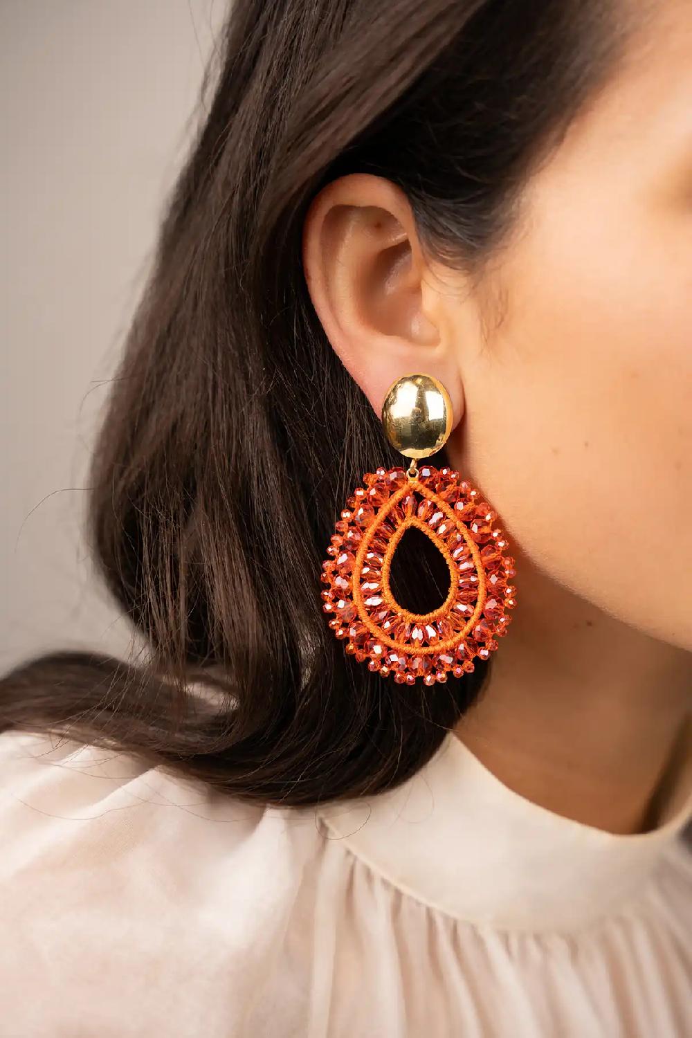 Lott. Gioielli Oranje Oorbellen Vos Druppel L Clip