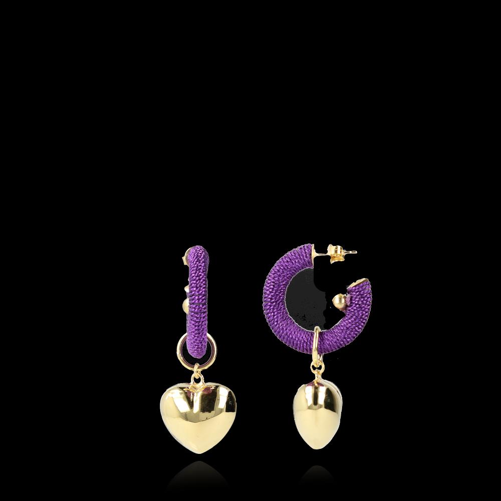 lott. gioielli Paarse Hart Oorbellen Creool Rifka S