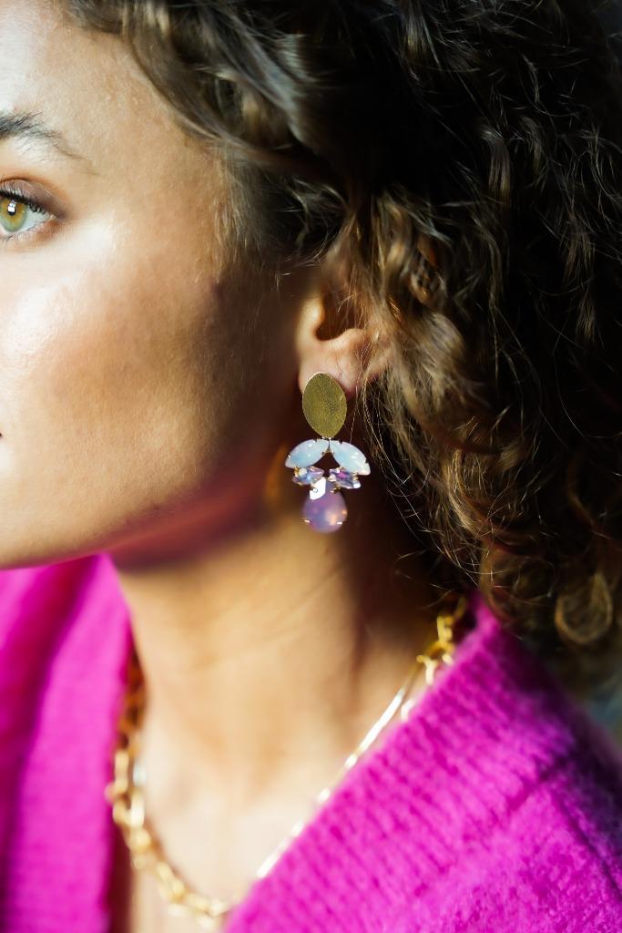 Lott. Gioielli Paarse Oorbellen Strass Joni