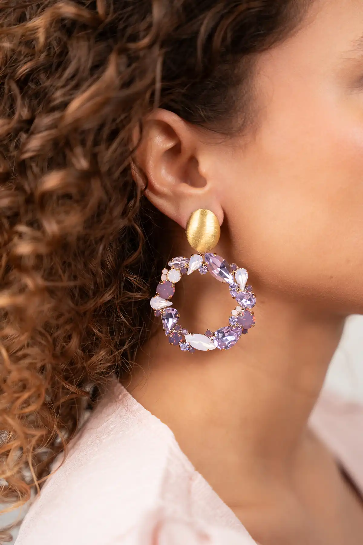 Lott. Gioielli Paarse Oorbellen Strass Lynn Rond