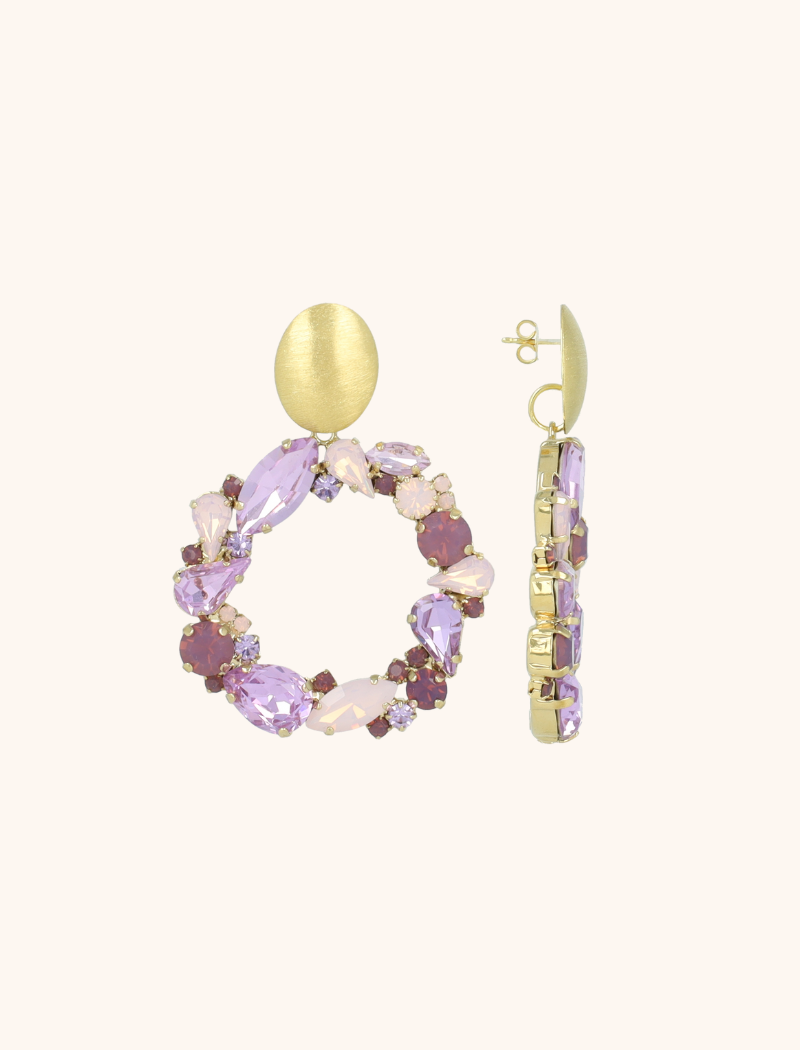 lott. gioielli Paarse Oorbellen Strass Lynn Rond