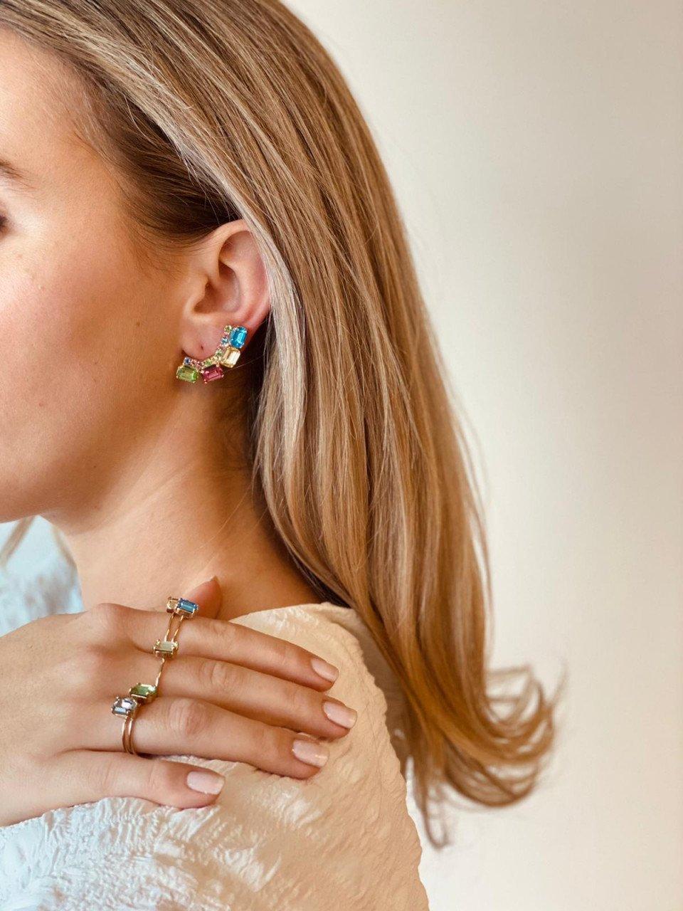 Lott. Gioielli Regenboog Strass Ear-cuff Bowie