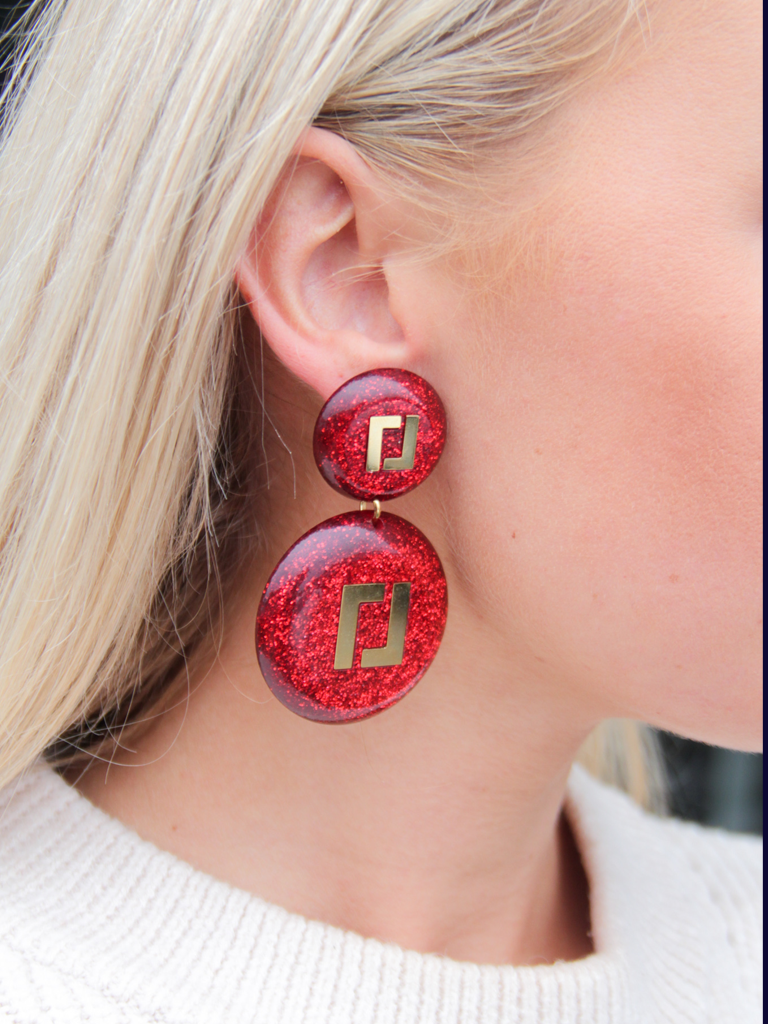 Lott. Gioielli Rode Glitter Oorbellen Larissa Logo