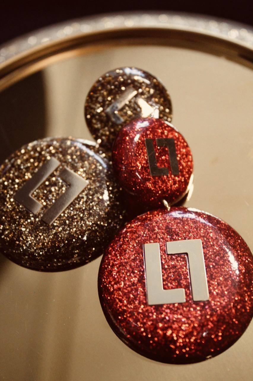 Lott. Gioielli Rode Glitter Oorbellen Larissa Logo