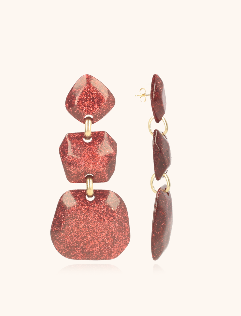 lott. gioielli Rode Glitter Oorbellen Triple Lyra