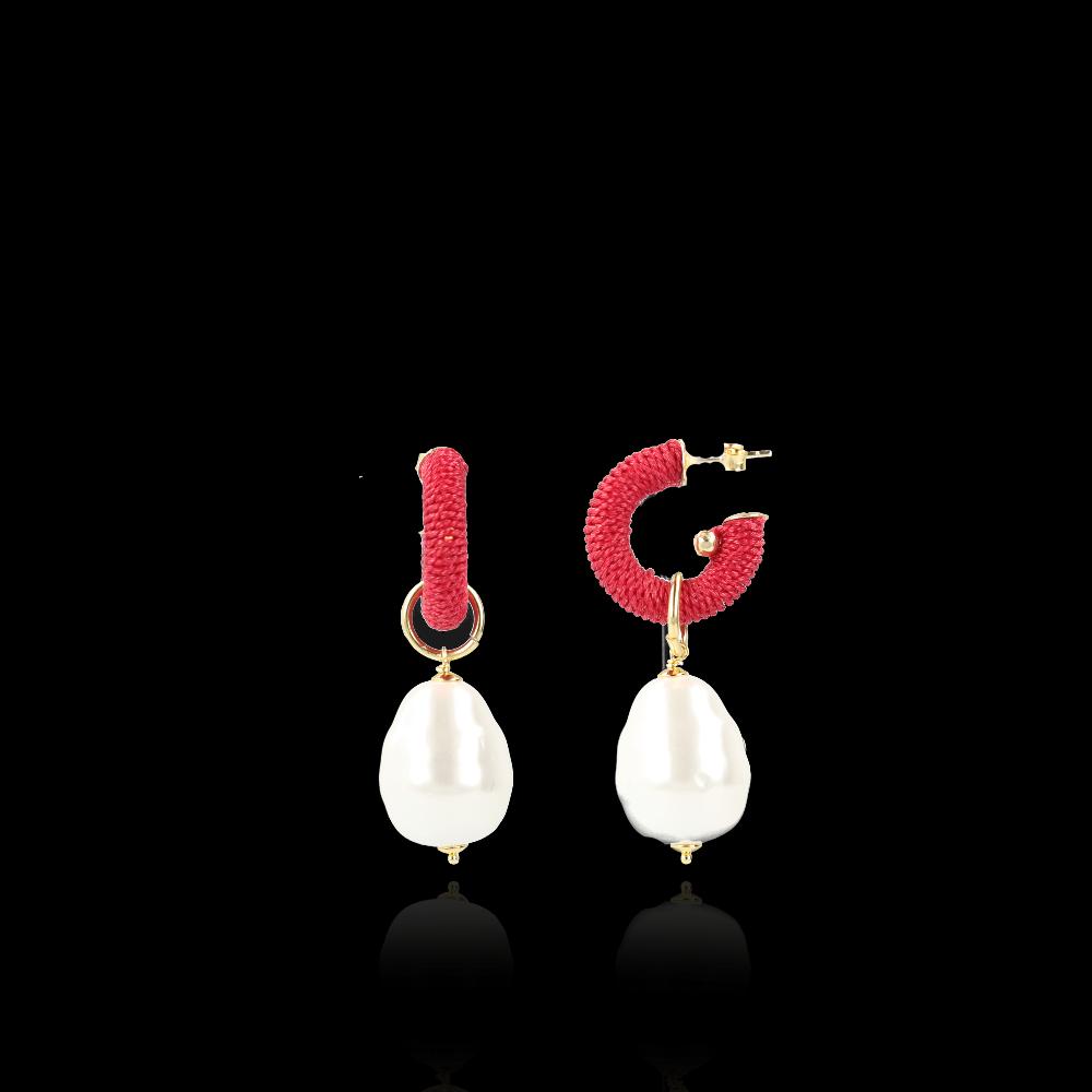 lott. gioielli Rode Oorbellen Gaia Creool XS Parel