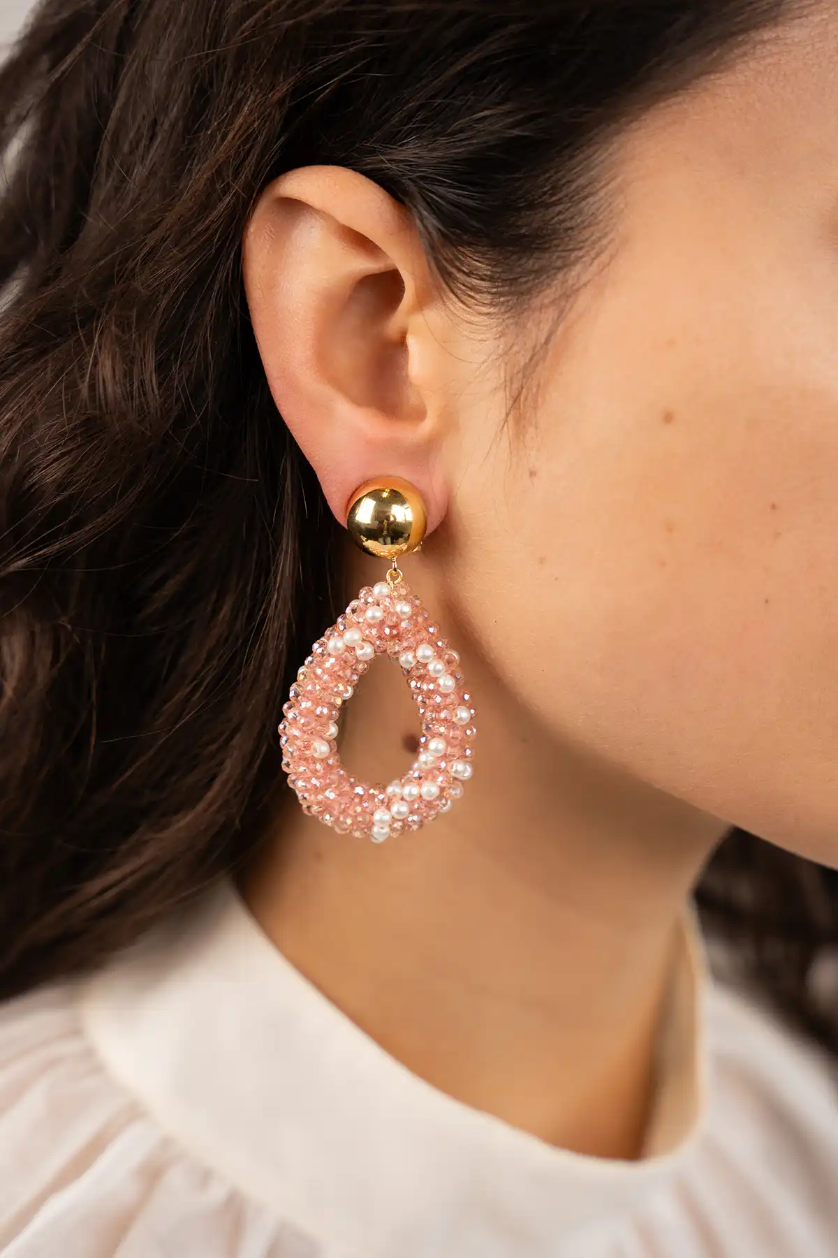 Lott. Gioielli Roze Oorbellen Berry Druppel L Clip