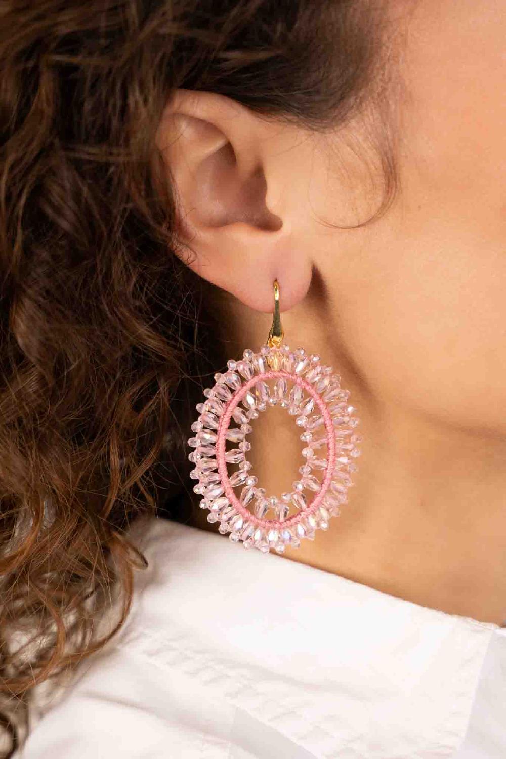 Lott. Gioielli Roze Oorbellen Noa Ovaal Dubbel L