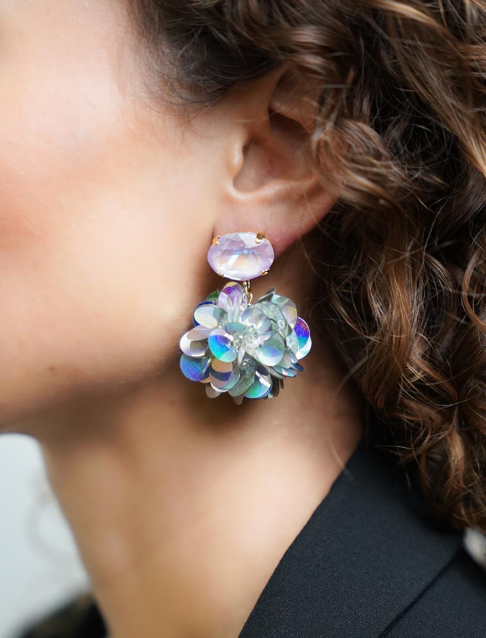 Lott. Gioielli Sequin Oorbellen Holo Zilver Globe L