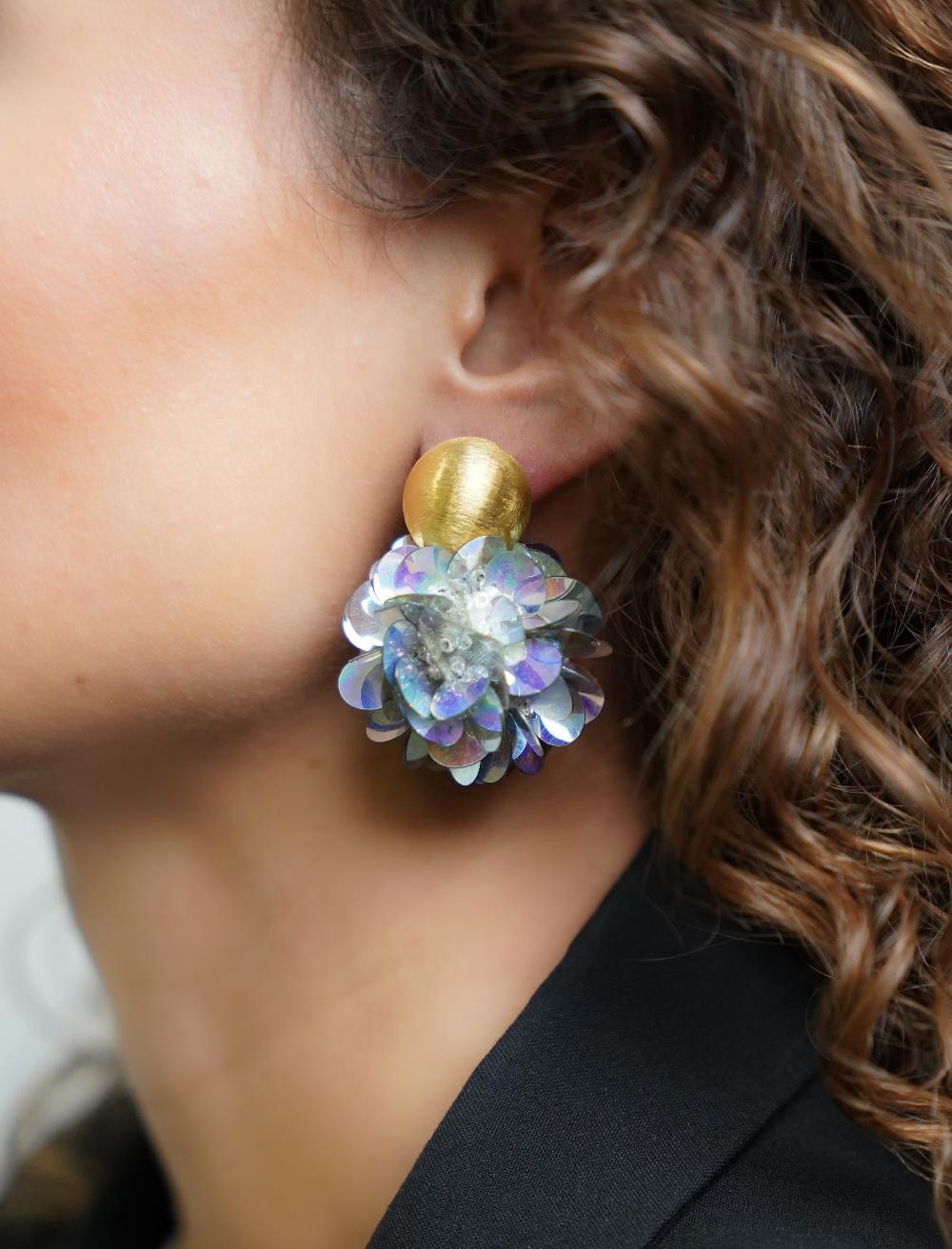 Lott. Gioielli Sequin Oorbellen Holo Zilver Globe L