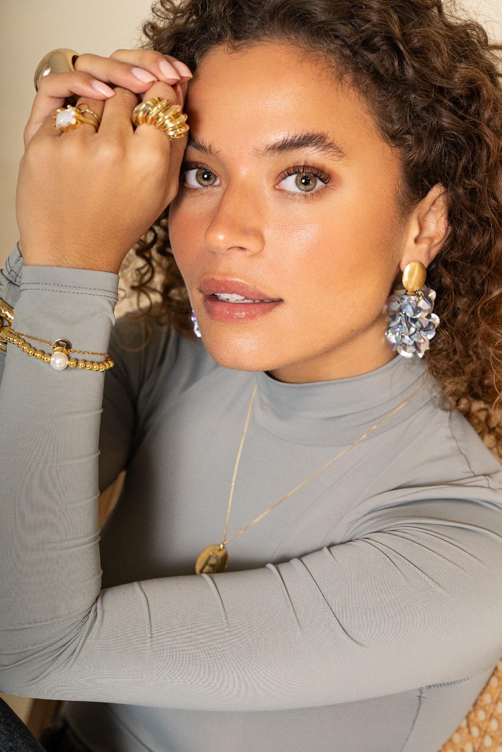 Lott. Gioielli Sequin Oorbellen Holo Zilver Ovaal M