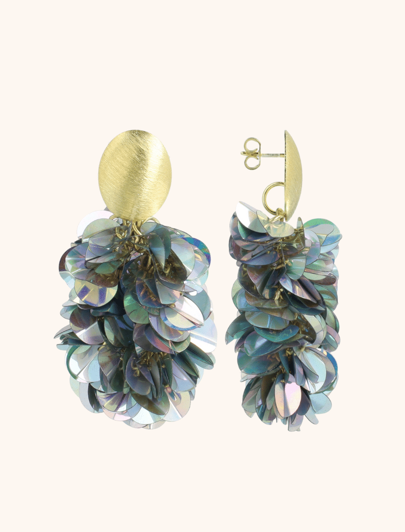 lott. gioielli Sequin Oorbellen Holo Zilver Ovaal M