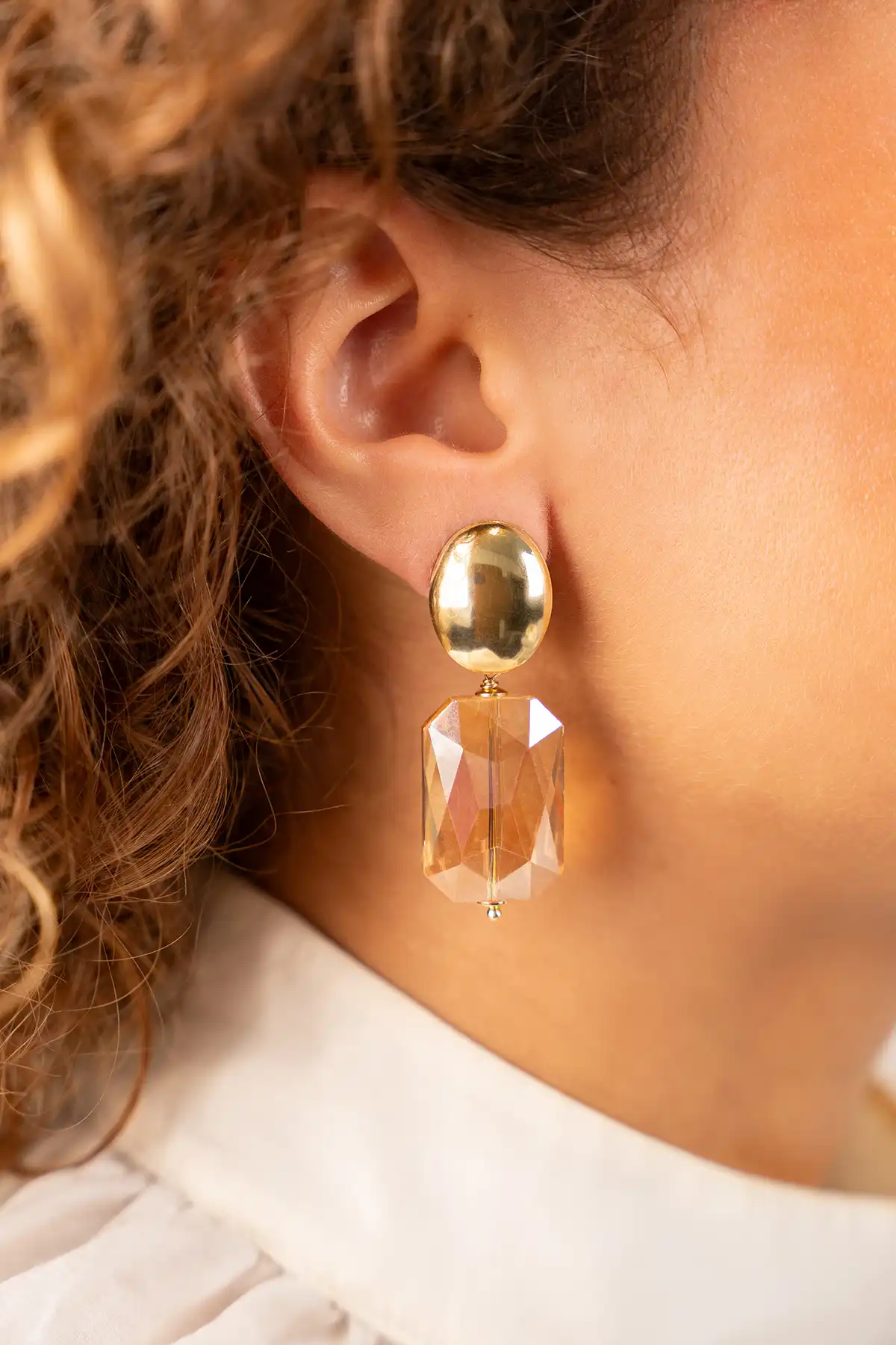 Lott. Gioielli Soft Champagne Oorbellen Rechthoek M