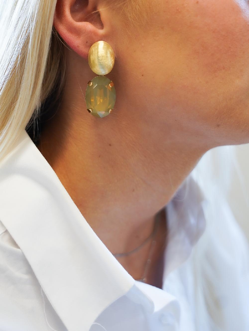 Lott. Gioielli Strass Oorbellen Amelie Ovaal Sand