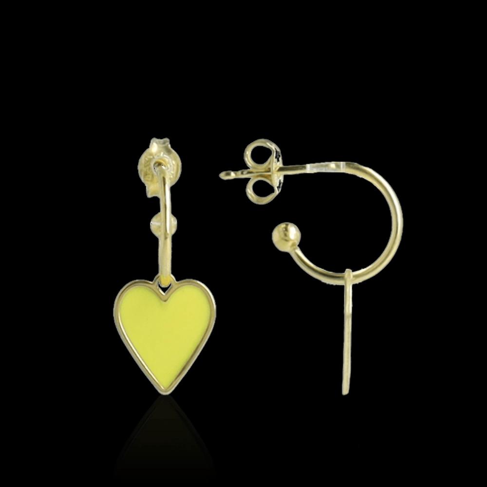 Lott. Gioielli Symbool Oorbellen Hart Pendant Geel