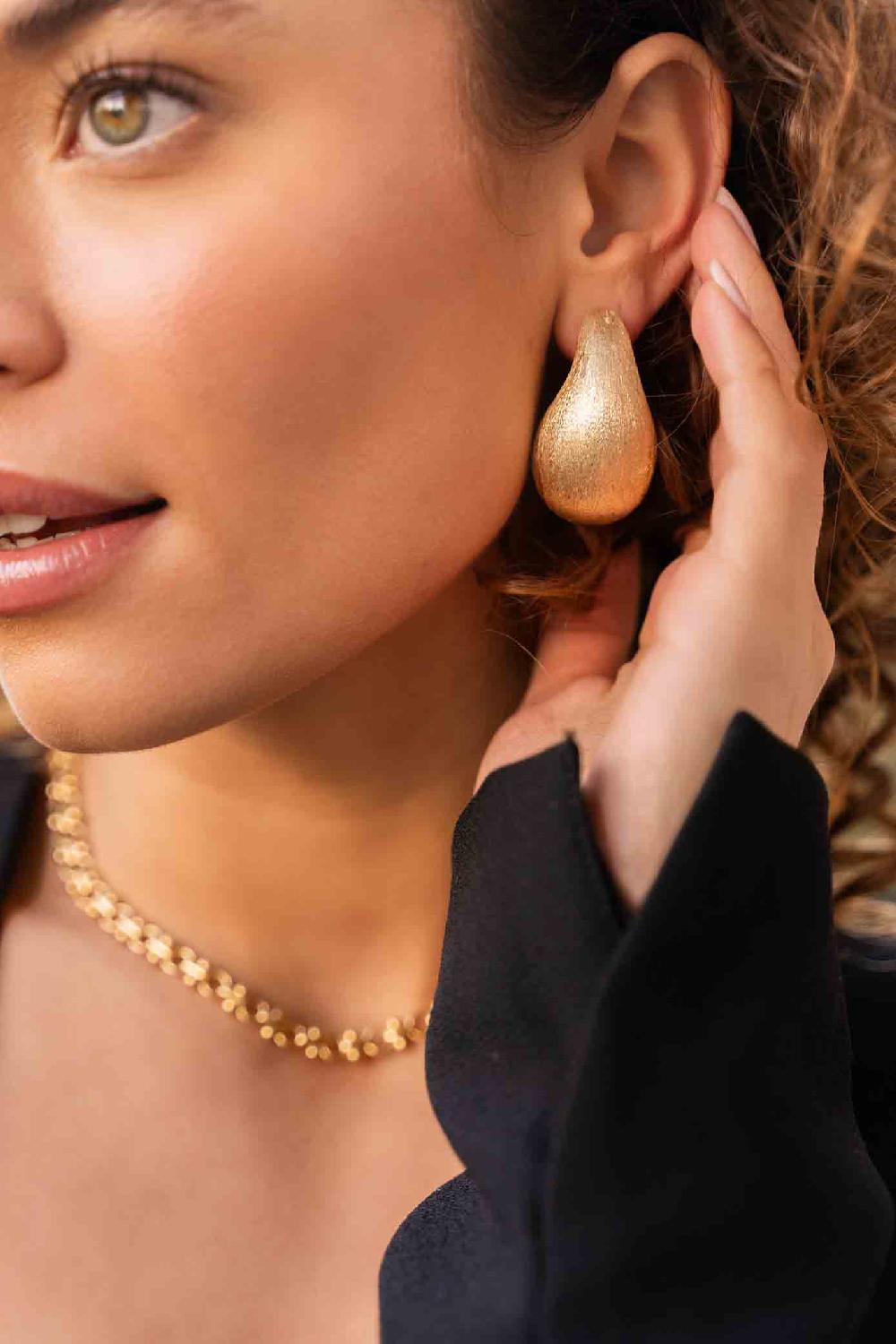 Lott. Gioielli Teardrop Oorbellen Brushed Goud L