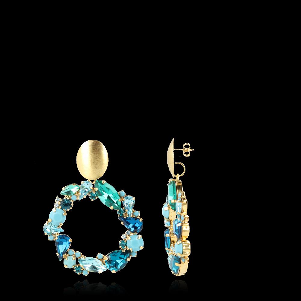 lott. gioielli Turquoise oorbellen Strass Lynn Rond