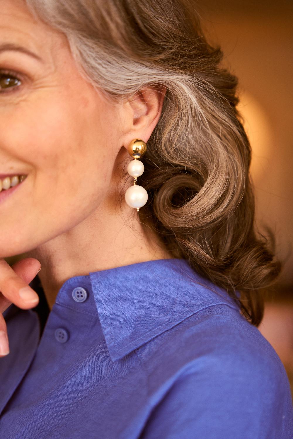 Lott. Gioielli Two Sized Round Ball Oorbellen - Parel