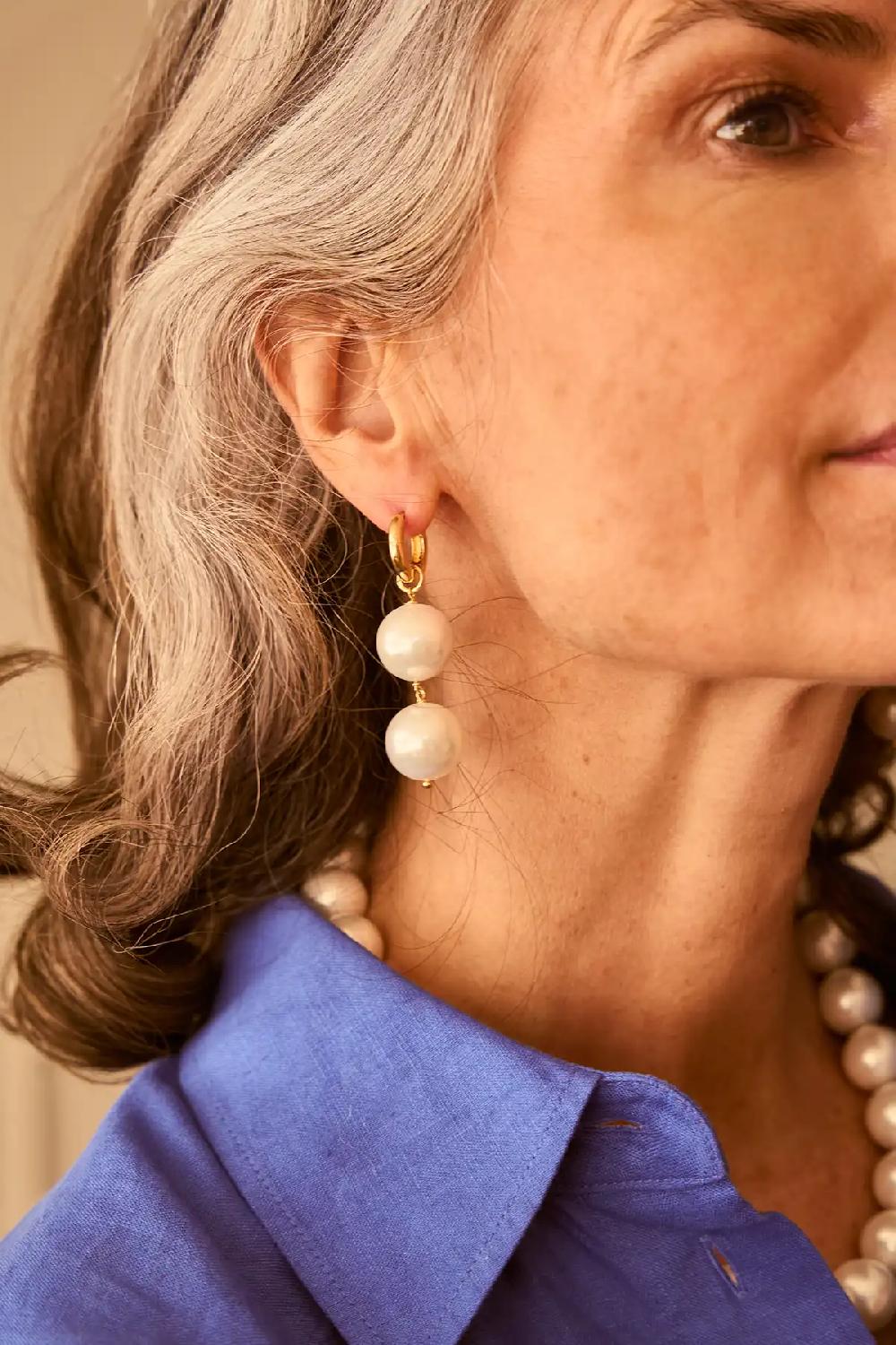 Lott. Gioielli Two Sized Round Ball Oorbellen - Parel