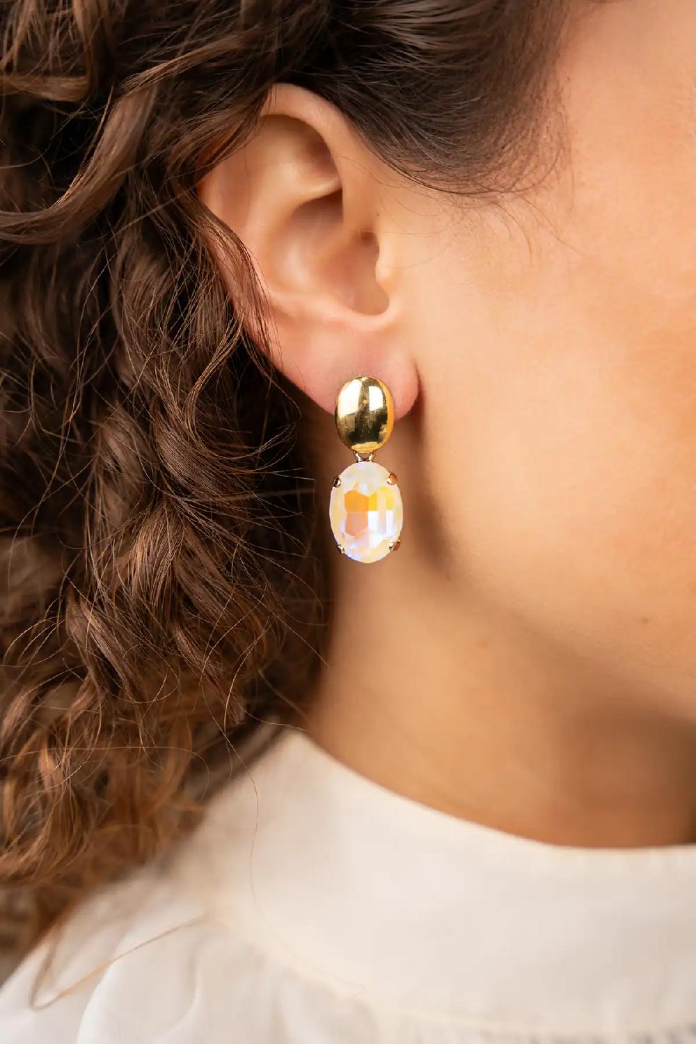 Lott. Gioielli Witte Oorbellen Daan Ovaal M