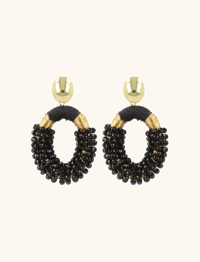 lott. gioielli Zwarte Oorbellen Combi Ovaal M