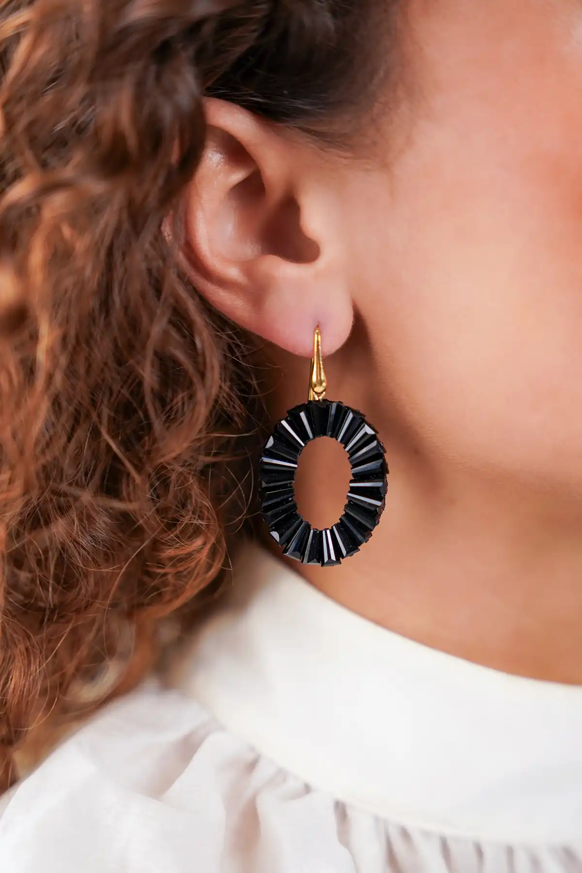 Lott. Gioielli Zwarte Oorbellen Danee Ovaal