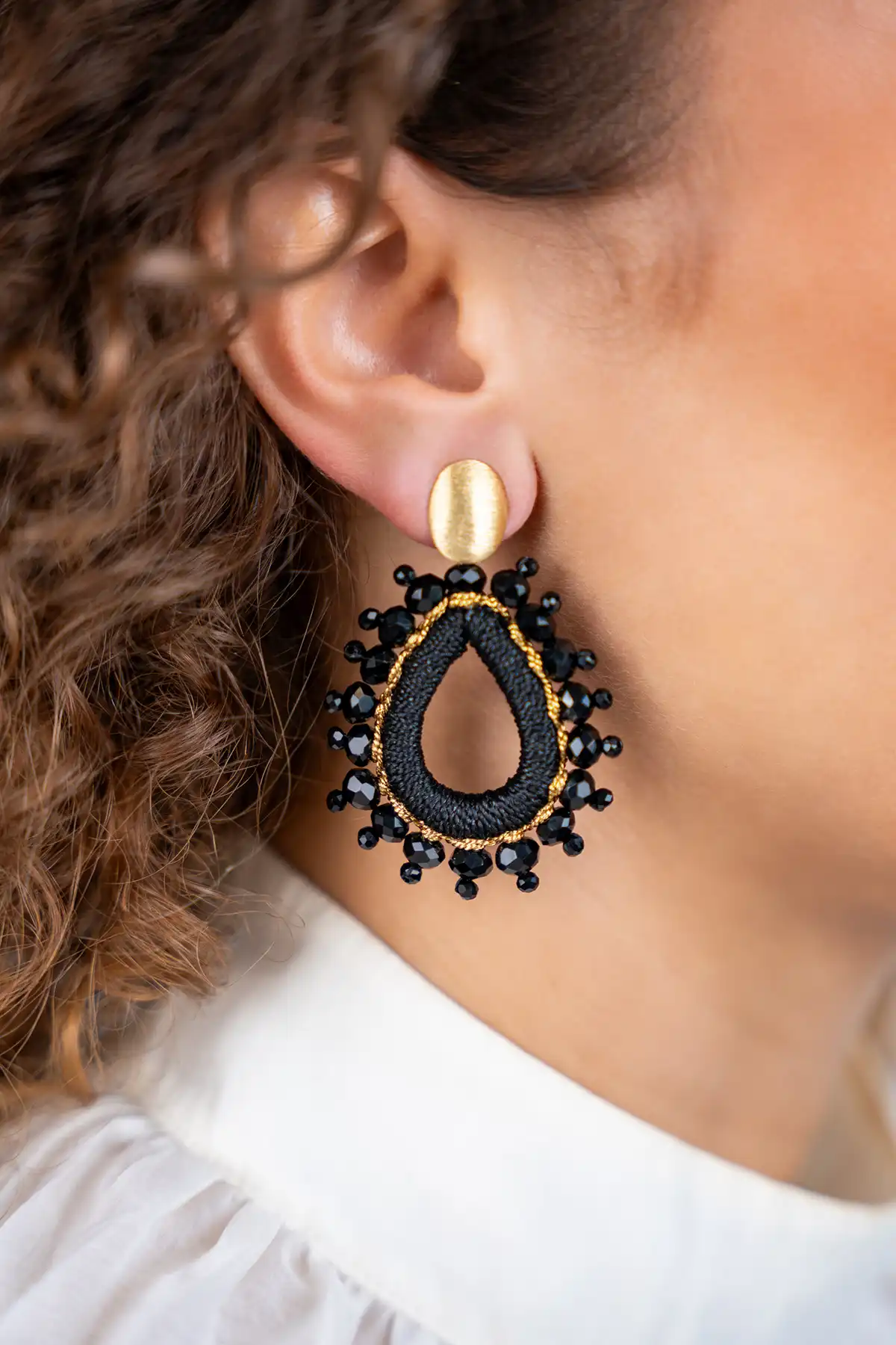 Lott. Gioielli Zwarte Oorbellen Flo Urchin Drop M