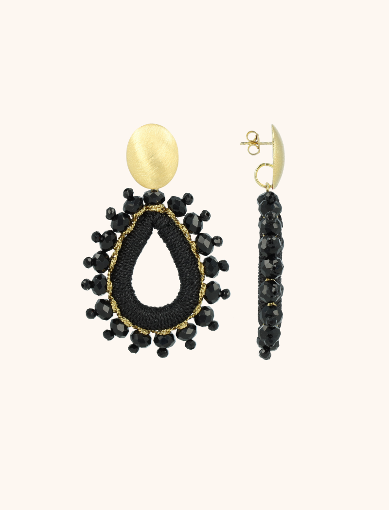 lott. gioielli Zwarte Oorbellen Flo Urchin Drop M