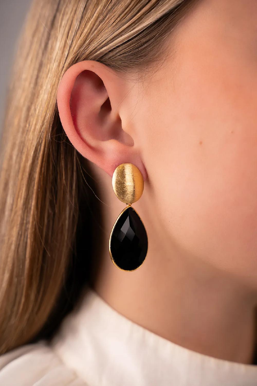 Lott. Gioielli Zwarte Oorbellen Framed Drop L