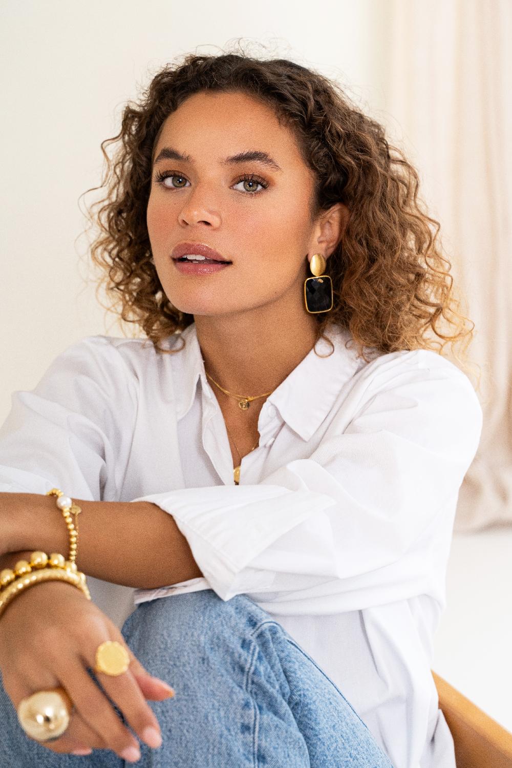 Lott. Gioielli Zwarte Oorbellen Jane Vierkant