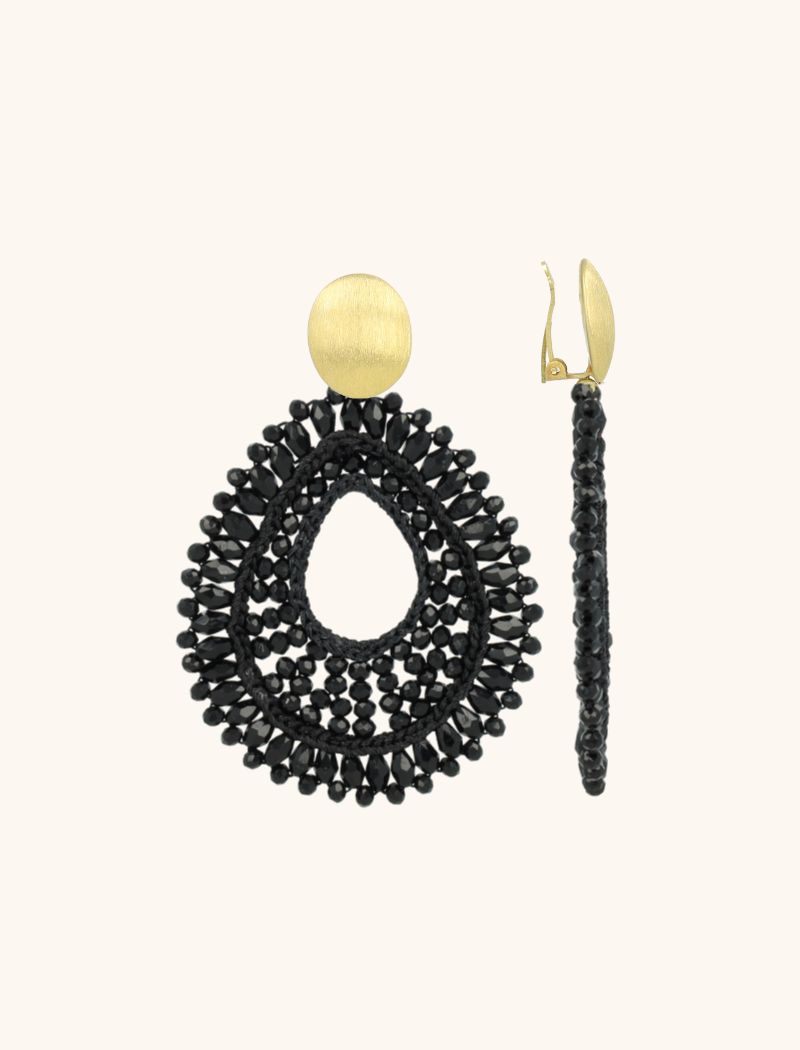 Lott. Gioielli Zwarte Oorbellen Lina Drop Clip