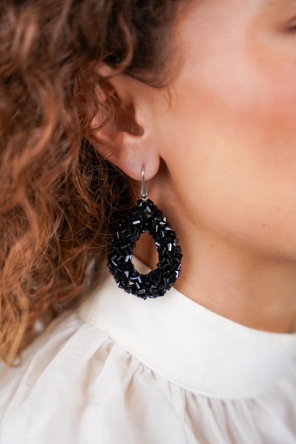 Lott. Gioielli Zwarte Oorbellen Marieke Drop L Raw