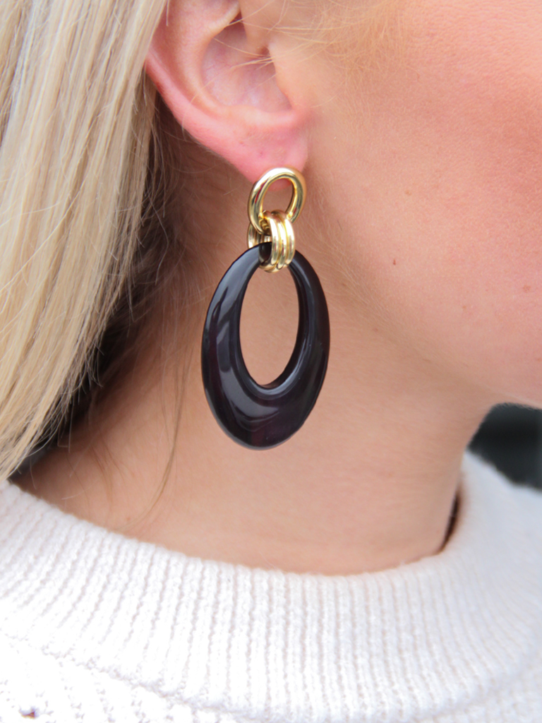 Lott. Gioielli Zwarte Oorbellen Nemea Open Oval