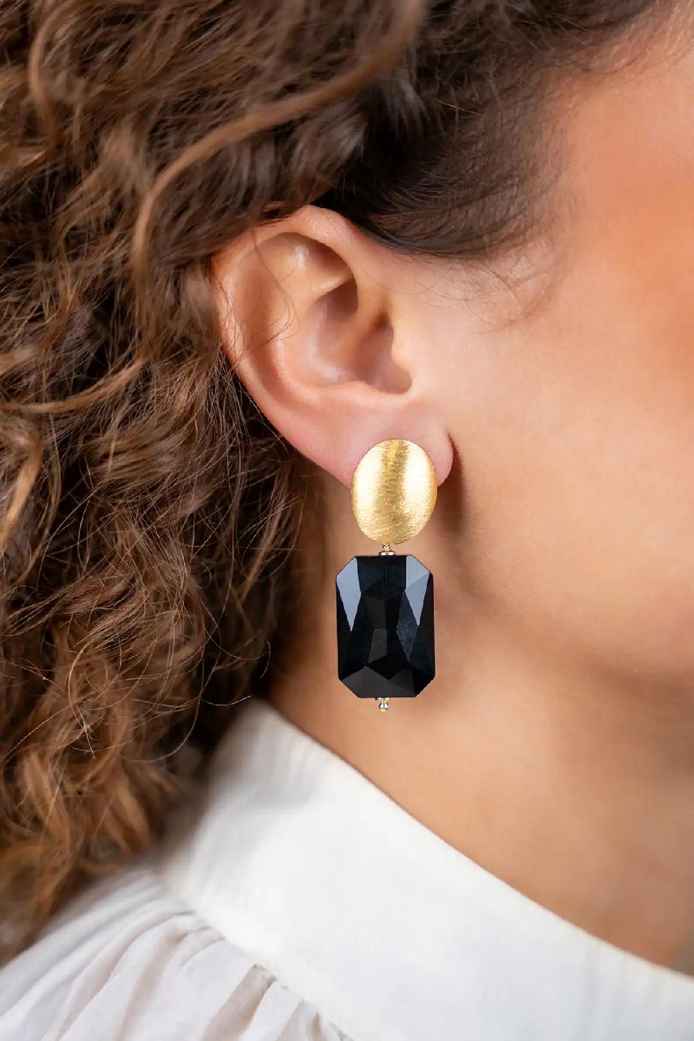 Lott. Gioielli Zwarte Oorbellen Rectangle M