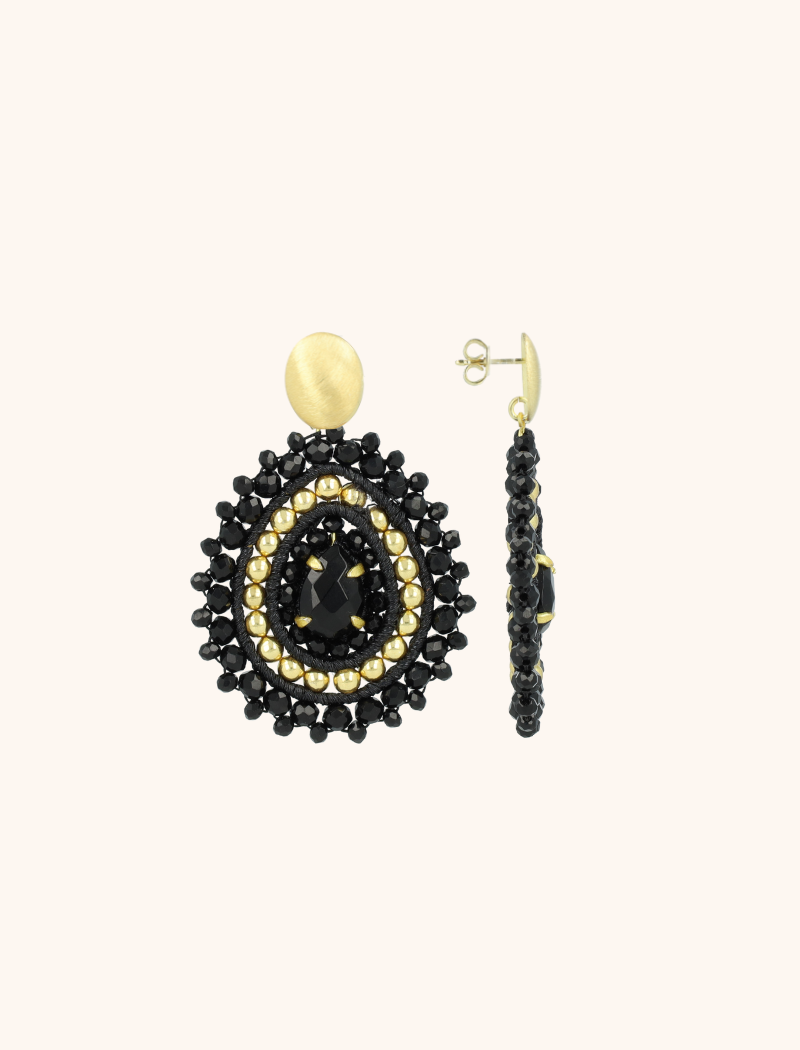 lott. gioielli Zwarte Oorbellen Stelle Met Steen M