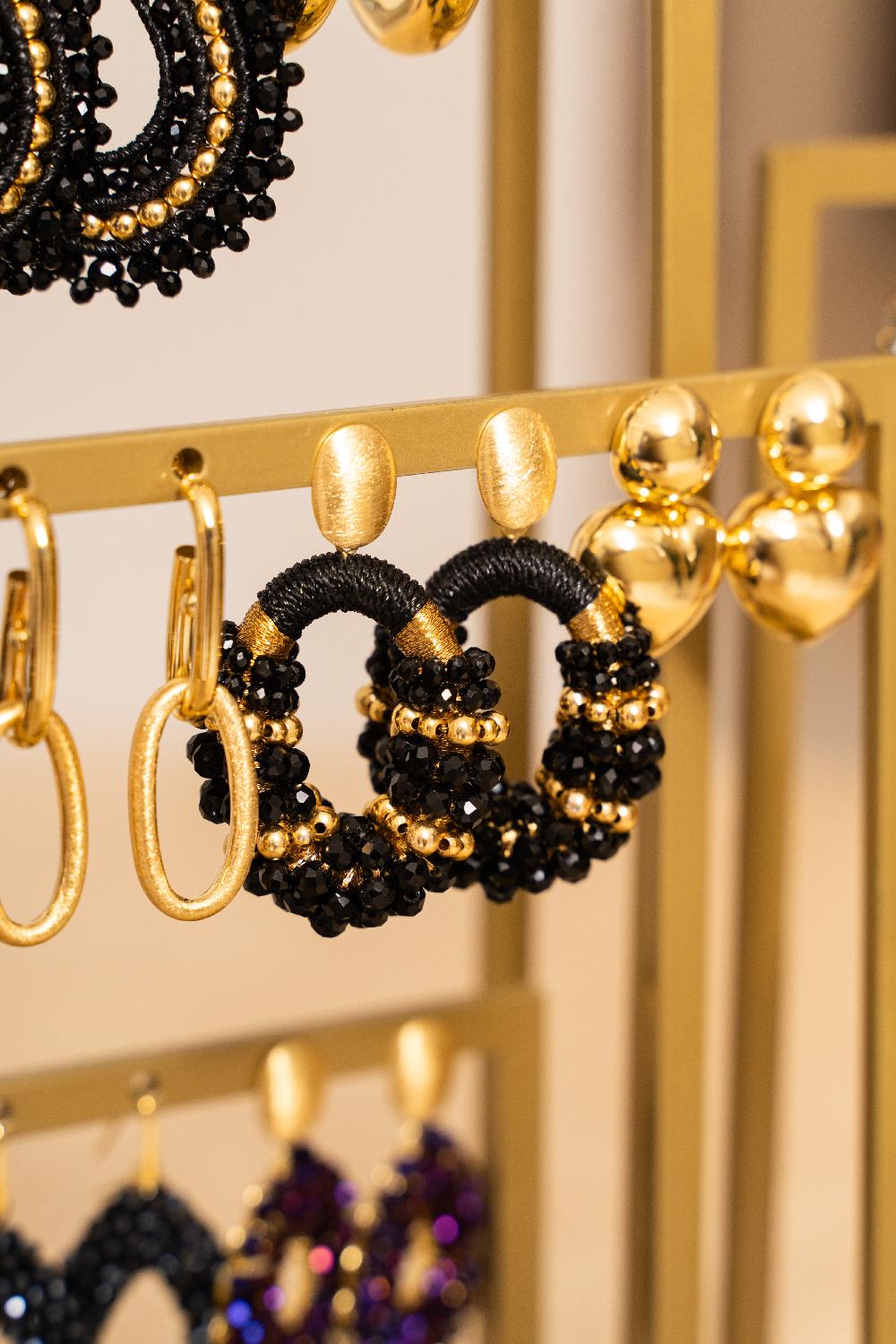 Lott. Gioielli Zwarte Oorbellen Viv Combi Ovaal M