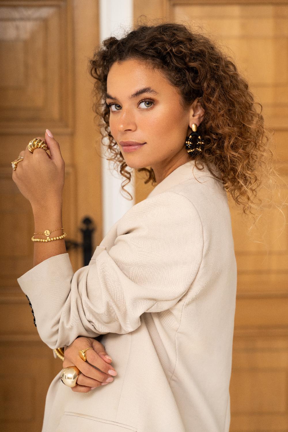 Lott. Gioielli Zwarte Oorbellen Viv Combi Ovaal M