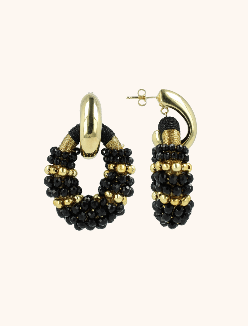 lott. gioielli Zwarte Oorbellen Viv Combi Ovaal M